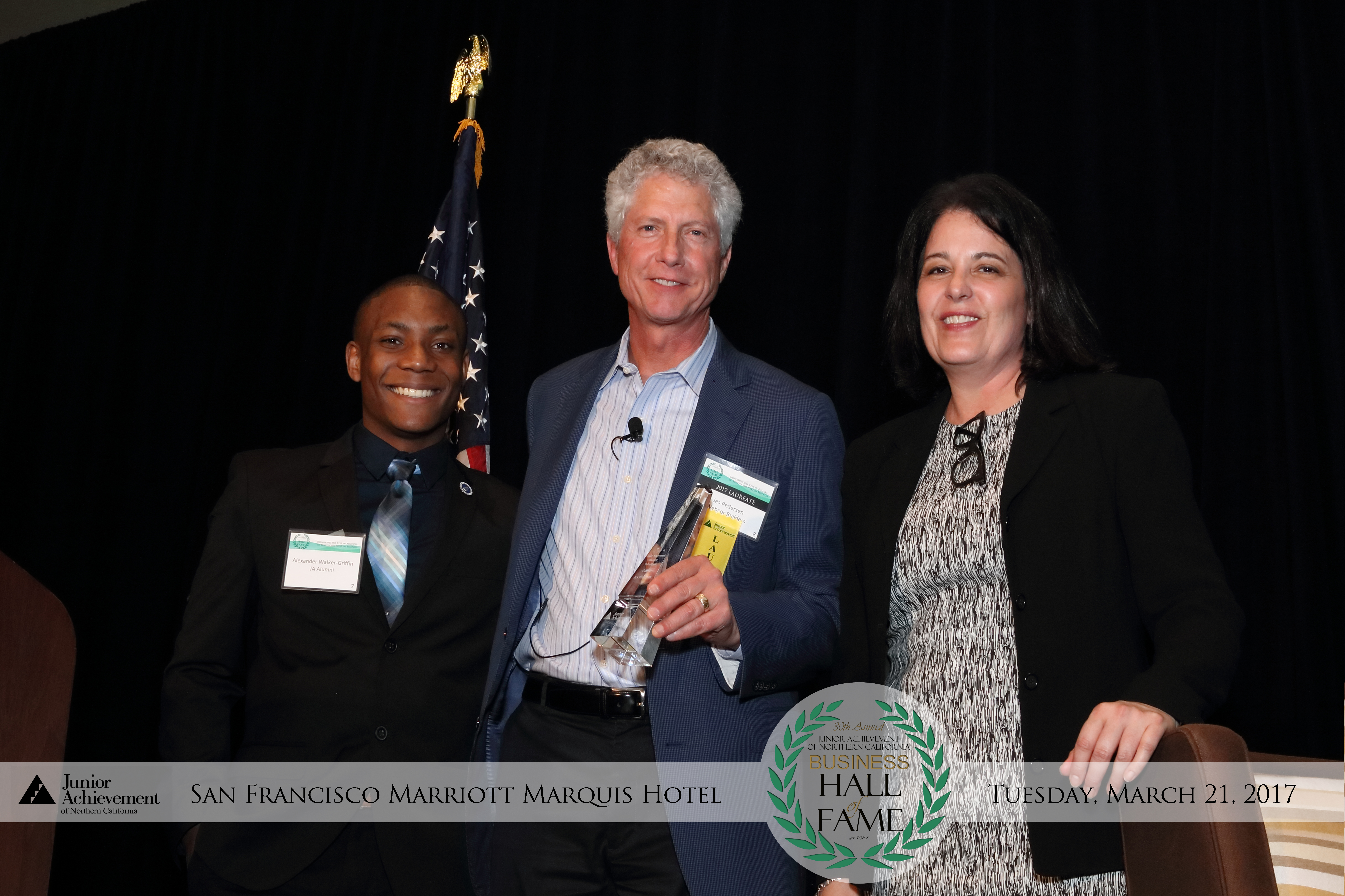 Jes Pederson with Linda Santinoceto, President Junior Achievement NorCal and a Junior Achievement Student